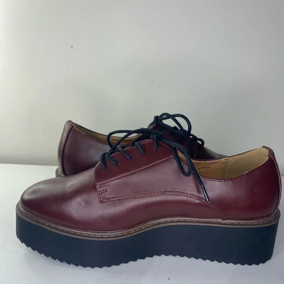 Madden Girl Written Burgundy Platform Oxford Shoes EUC Size 7.5 Goth Grunge - Picture 9 of 15